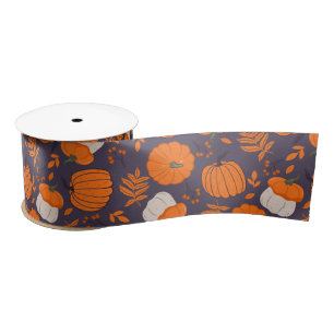 Halloween pumpkins pattern wrapping paper satin ribbon