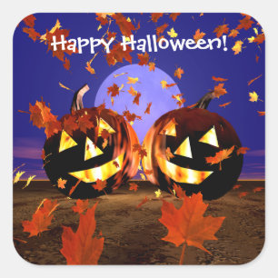 Halloween Pumpkins Playing Square Sticker