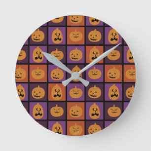 Halloween pumpkins round clock