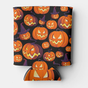 Halloween Pumpkins: Spooky Seamless Pattern. Can Cooler