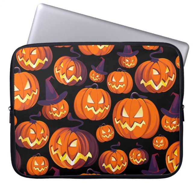Halloween Pumpkins: Spooky Seamless Pattern. Laptop Sleeve (Front)
