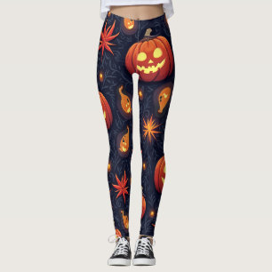 Halloween Pumpkins: Spooky Seamless Pattern. Leggi Leggings