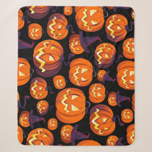 Halloween Pumpkins: Spooky Seamless Pattern. Sherpa Blanket