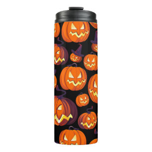 Halloween Pumpkins: Spooky Seamless Pattern. Thermal Tumbler