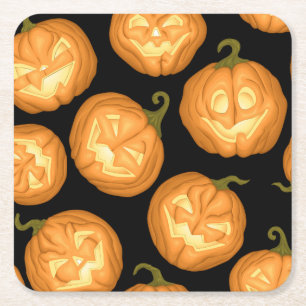 Halloween pumpkins square paper coaster