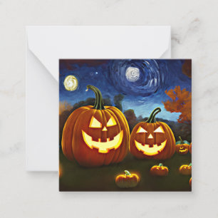 Halloween Pumpkins Starry Night Note Card