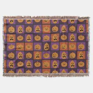 Halloween pumpkins throw blanket