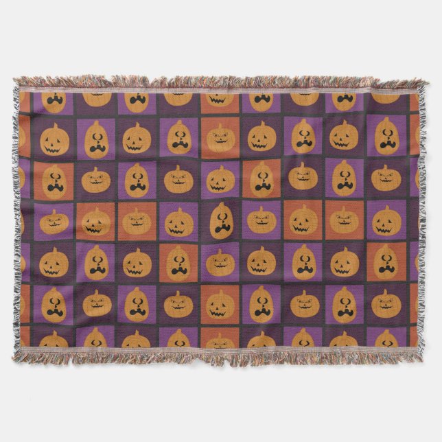 Halloween pumpkins throw blanket (Front)