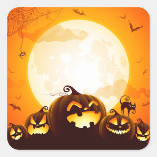 Halloween pumpkins under the moon poster napkins t square sticker