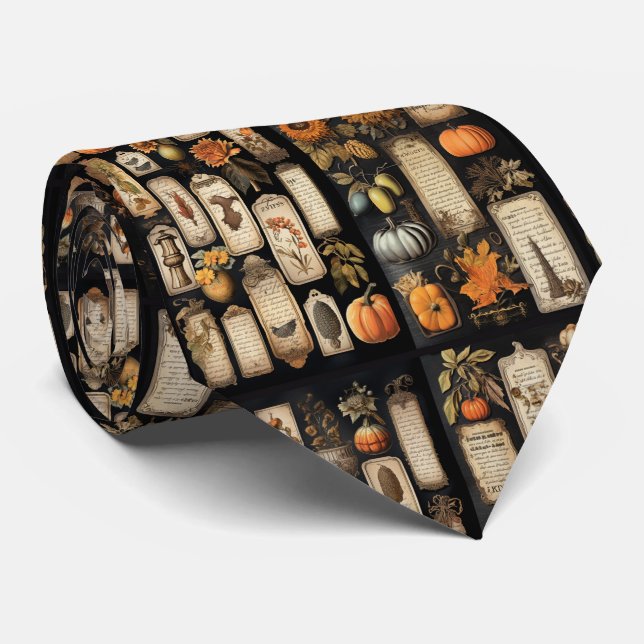 Halloween Pumpkins vintage tags Tie (Rolled)