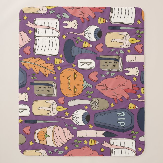 Halloween pumpkins, witchy seamless pattern. sherpa blanket (Front)