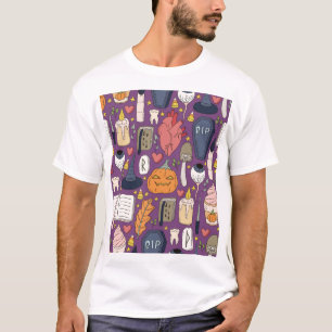 Halloween pumpkins, witchy seamless pattern. T-Shirt