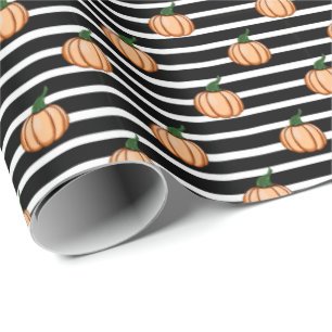 Halloween Pumpkins With Stripes, Thanksgiving Wrapping Paper