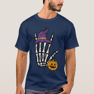 Halloween Punk Rock Skeleton Hand Sign Rocker Men T-Shirt