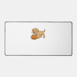 Halloween Pup with Bones and Pumpkin Pal Classic T Desk Mat