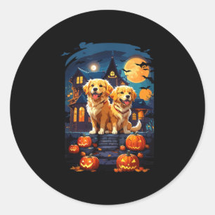 Halloween puppies classic round sticker