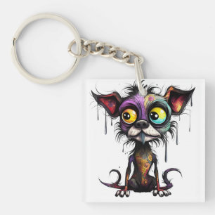 Halloween Puppy #4 Digital Art Key Ring