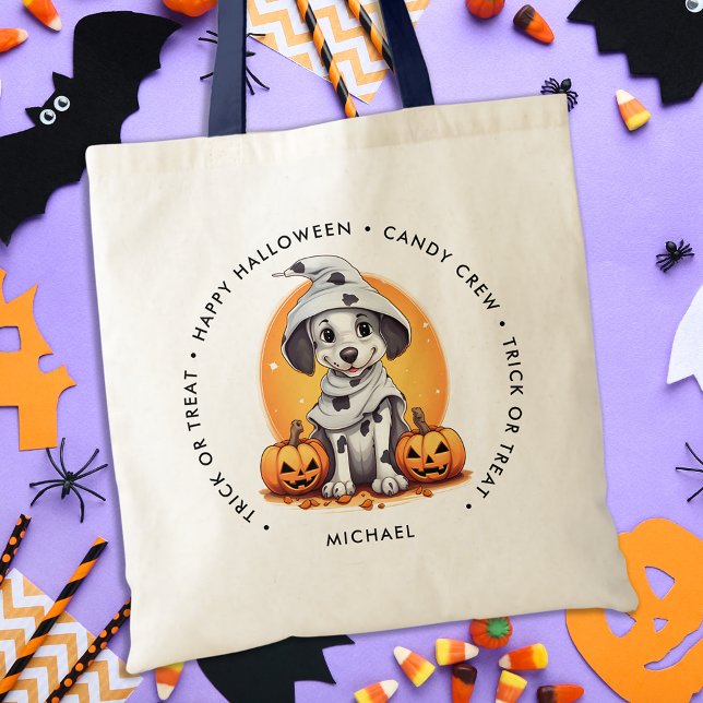 Halloween Puppy Dog Personalised Trick Or Treat Tote Bag (Creator Uploaded)