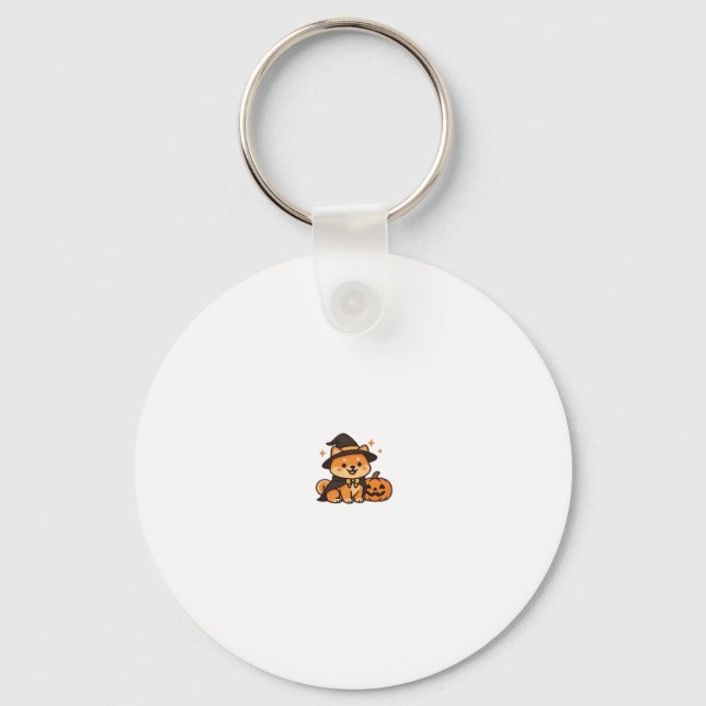 Halloween Puppy Love � Kawaii Dog Art Classic T-Sh Key Ring (Front)