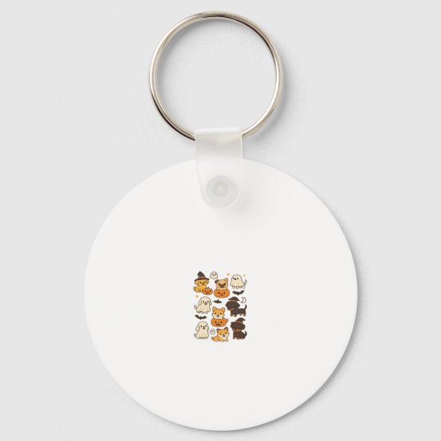 Halloween Puppy Love � Kawaii Dog Art Classic T-Sh Key Ring (Front)