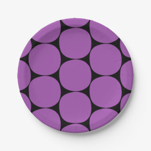 Halloween Purple and Black Mod Dots Pattern Paper Plate