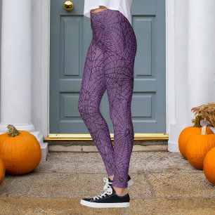 Halloween Purple and Black Spider Web Leggings