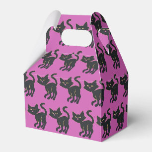 Halloween Purple and Cute Black Cat Pattern Favour Box