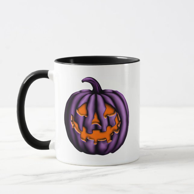 Halloween Purple And Orange Pumpkin Mug (Left)