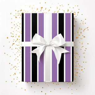 Halloween Purple Black Stripes Wrapping Paper
