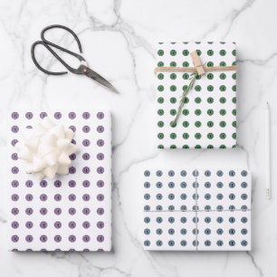 Halloween Purple, Blue, & Green Polka Dot Eyes Wrapping Paper Sheet