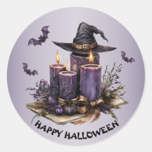 Halloween Purple Candles Bats Spooky Scary