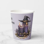 Halloween Purple Candles Bats Spooky Scary Paper Cups<br><div class="desc">Halloween Purple Candles Bats Spooky Scary Paper Cups. Unique,  beautiful,  stylish design. Easy to be personalised. Font style,  size and colours can be changed. Matching items available.</div>