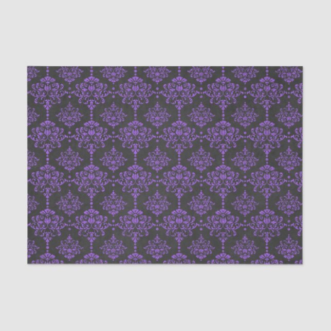 Halloween Purple Damask Chalkboard Pattern Tissue Paper (Front)