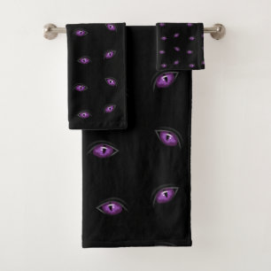 Halloween, Purple Eyes, Trick Or Treat, Boo Bath Towel Set