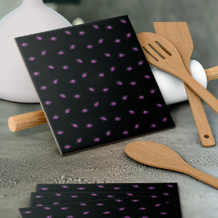 Halloween, Purple Eyes, Trick Or Treat, Boo Ceramic Tile