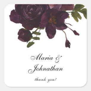 Halloween Purple Floral Thank You Square Sticker