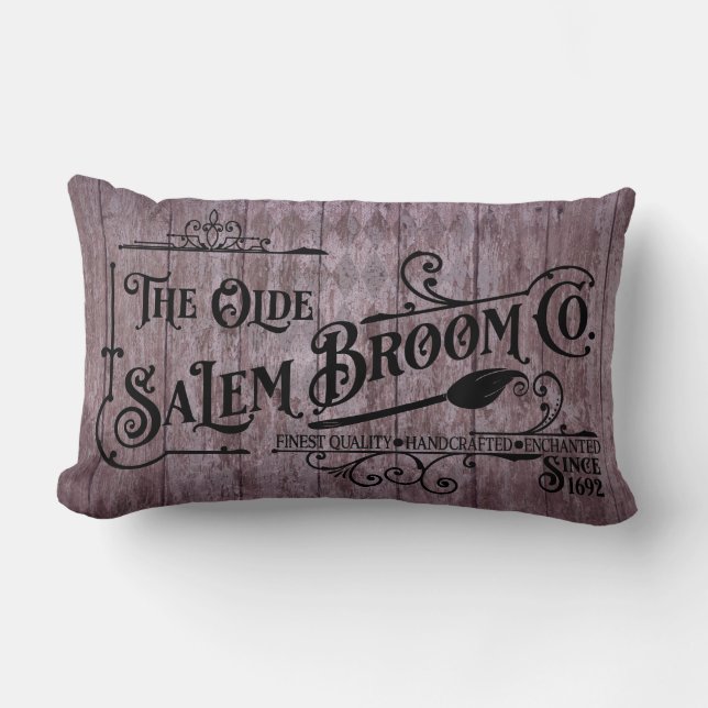 Halloween Purple Grunge Gothic Salem Broom Company Lumbar Cushion (Front)