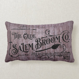 Halloween Purple Grunge Gothic Salem Broom Company Lumbar Cushion