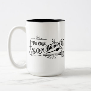 Halloween Purple Grunge Gothic Salem Broom Company Two-Tone Coffee Mug