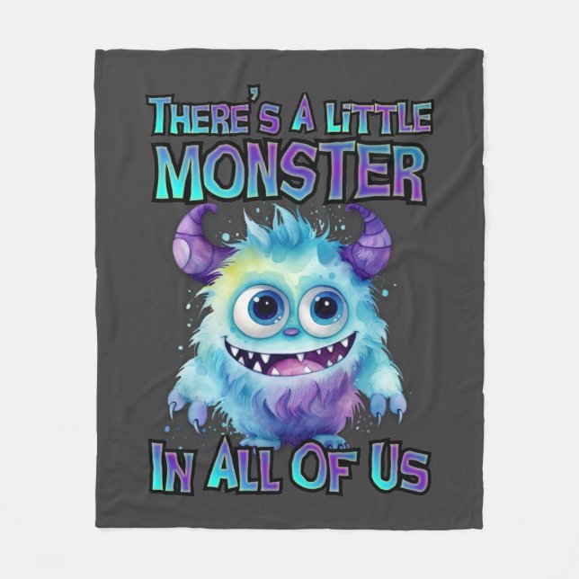 Halloween Purple Monster Fleece Blanket (Front)