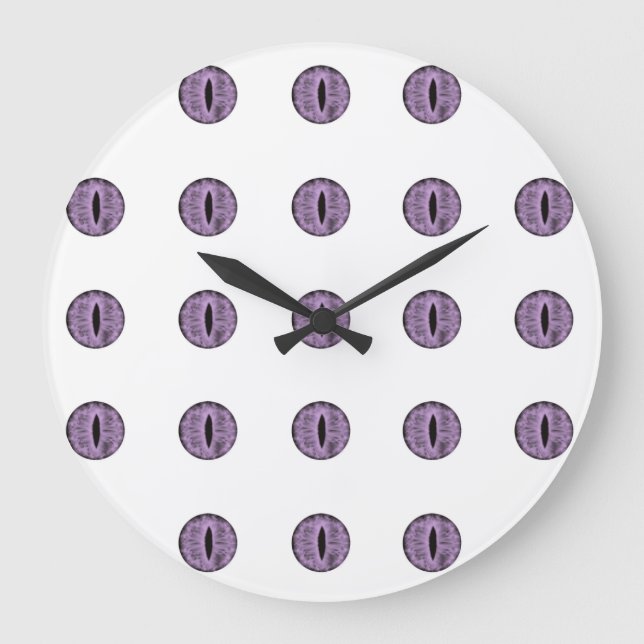 Halloween Purple Polka Dot Eyes Large Clock (Front)