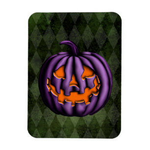 Halloween Purple Pumpkin Green Grunge Magnet