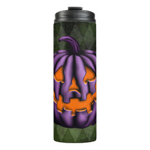 Halloween Purple Pumpkin Green Grunge Thermal Tumbler