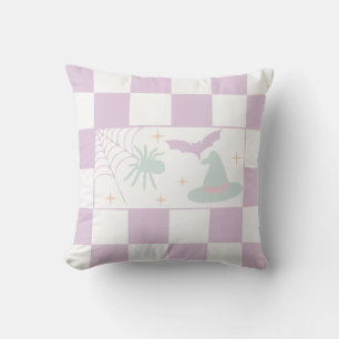 Halloween Purple Spooky Season Chequerboard Cushion