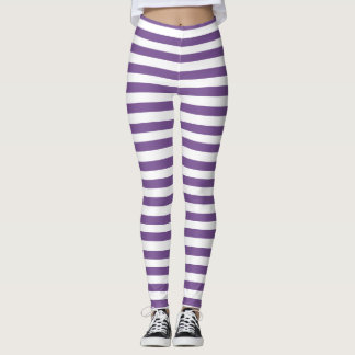 Halloween Purple, White Stripe Leggings