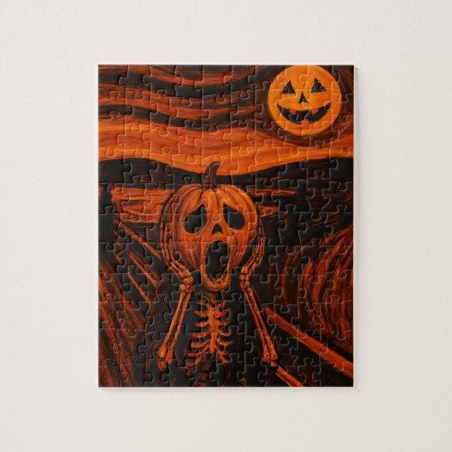 Halloween Puzzle - Pumpkin Skeleton “The Scream”  (Vertical)