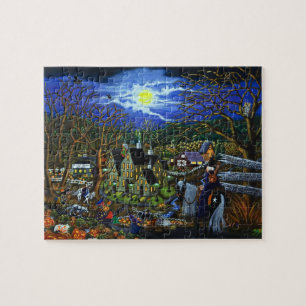 Halloween puzzle, witches,school,college jigsaw puzzle