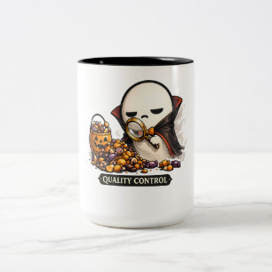 Halloween Quality Control Cute Vampire Two-Tone Coffee Mug