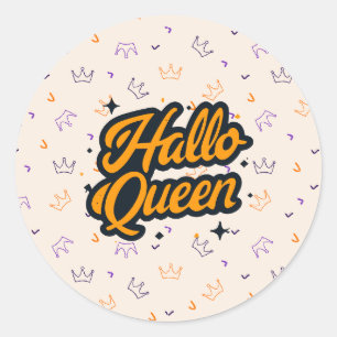 Halloween Queen, Halloqueen, Retro Halloween Art Classic Round Sticker