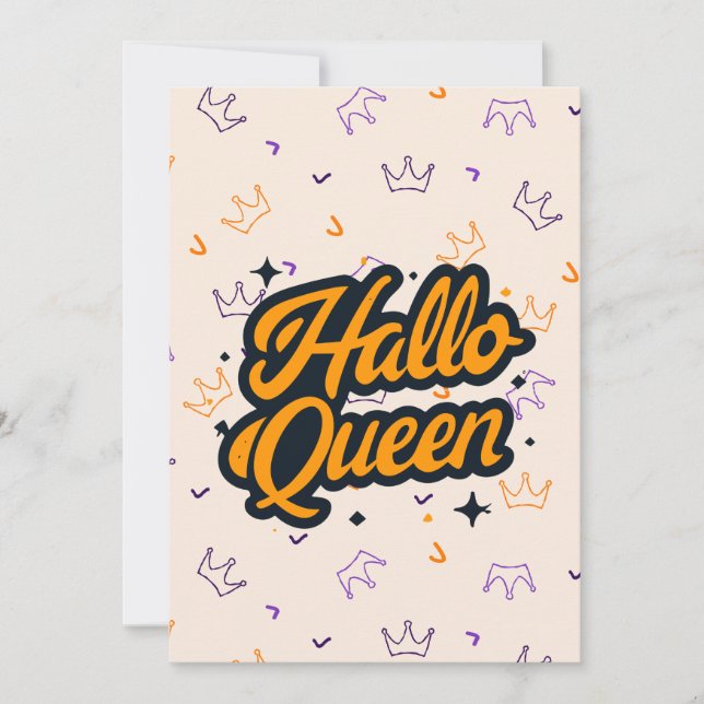 Halloween Queen, Halloqueen, Retro Halloween Art Holiday Card (Front)
